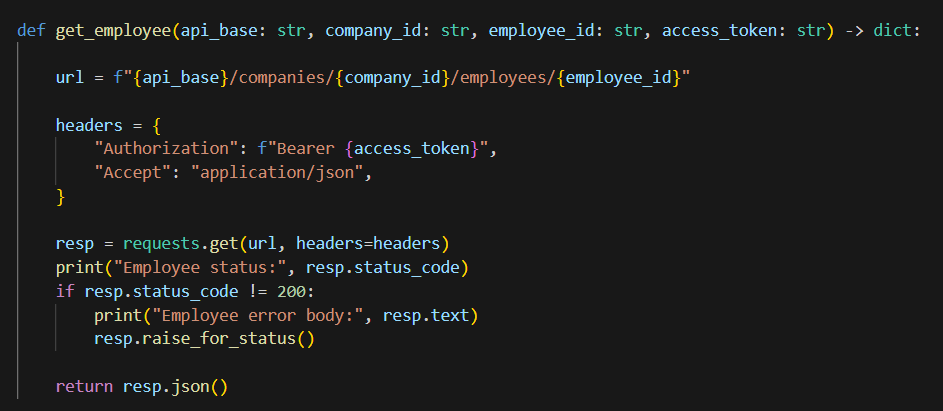 Python script for REST API employee data integration